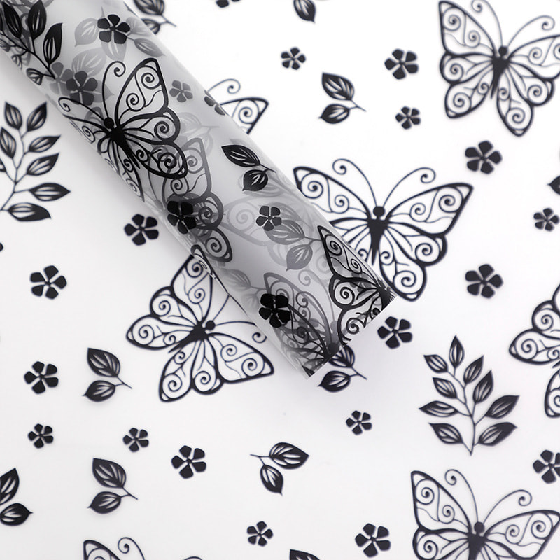 MYHC-07 Exquisitas líneas de mariposa, película transparente para embalaje de flores