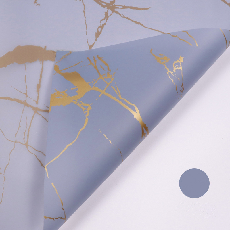 Papel de regalo de flores de plástico con patrón de mármol dorado MYHC-13