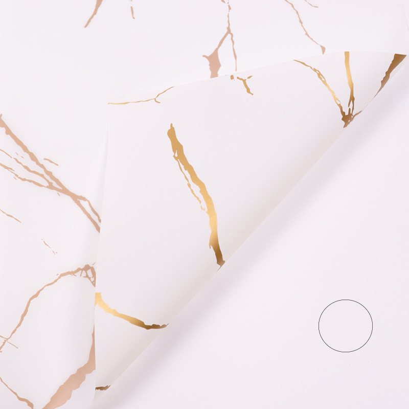 Papel de regalo de flores de plástico con patrón de mármol dorado MYHC-13