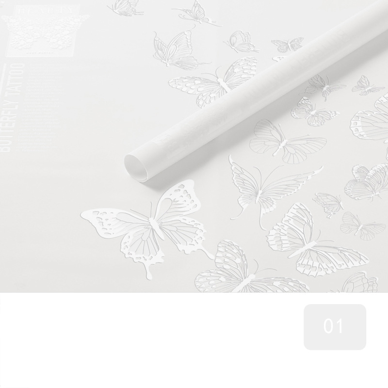 Papel de regalo de flores mate opaco con patrón de mariposa MYHC-14
