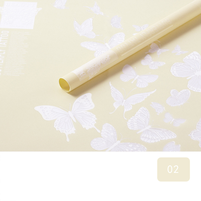 Papel de regalo de flores mate opaco con patrón de mariposa MYHC-14