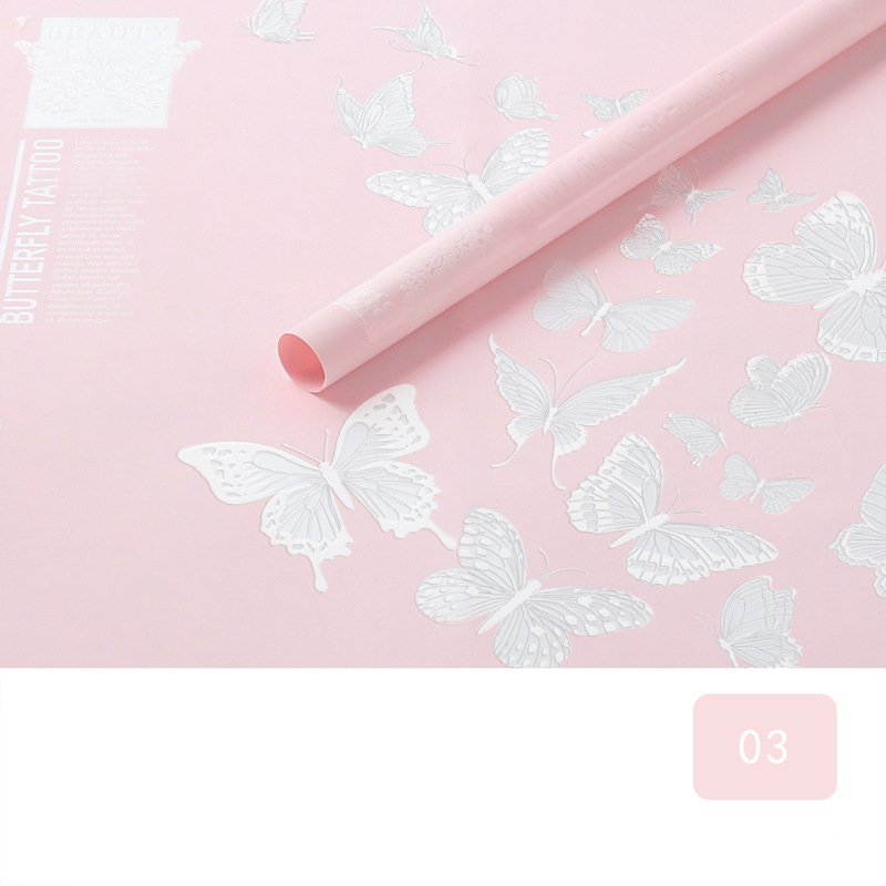 Papel de regalo de flores mate opaco con patrón de mariposa MYHC-14