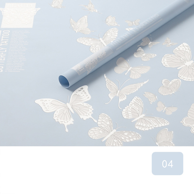 Papel de regalo de flores mate opaco con patrón de mariposa MYHC-14