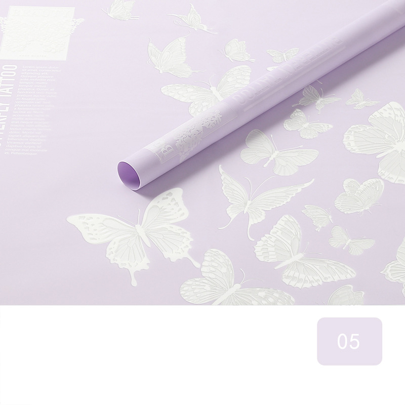 Papel de regalo de flores mate opaco con patrón de mariposa MYHC-14