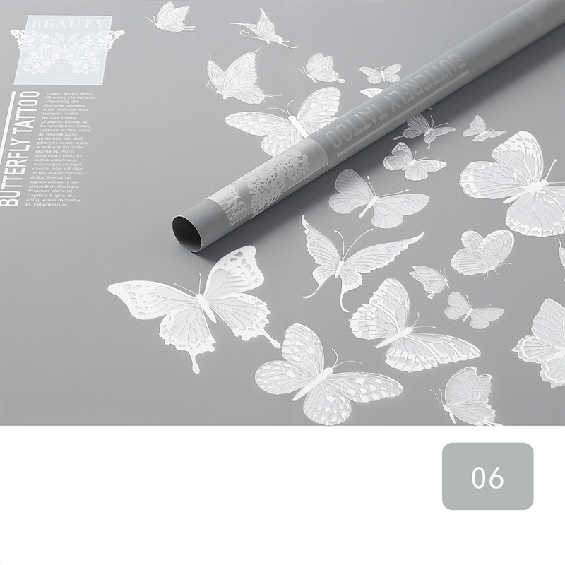 Papel de regalo de flores mate opaco con patrón de mariposa MYHC-14