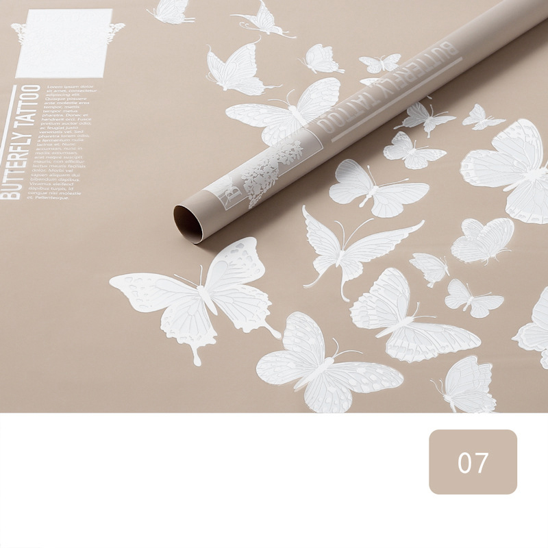 Papel de regalo de flores mate opaco con patrón de mariposa MYHC-14