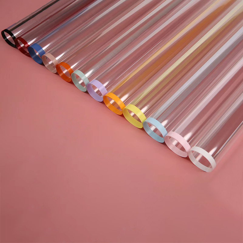 Papel de regalo de flores de plástico con borde monocromático transparente MYHC-15