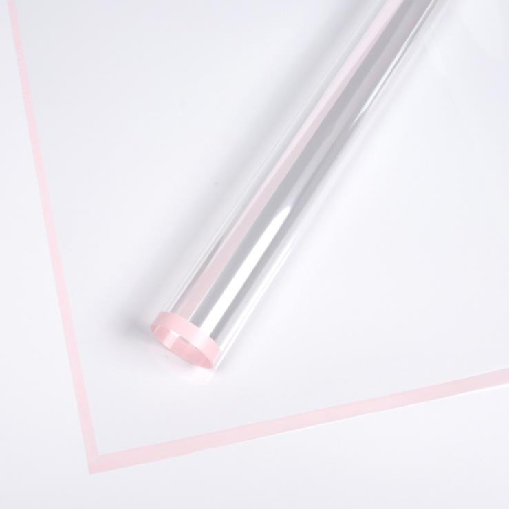 Papel de regalo de flores de plástico con borde monocromático transparente MYHC-15