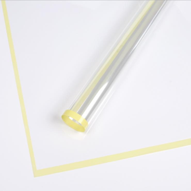 Papel de regalo de flores de plástico con borde monocromático transparente MYHC-15