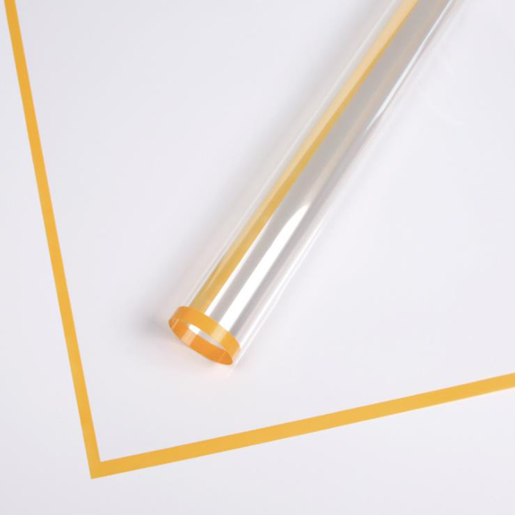Papel de regalo de flores de plástico con borde monocromático transparente MYHC-15