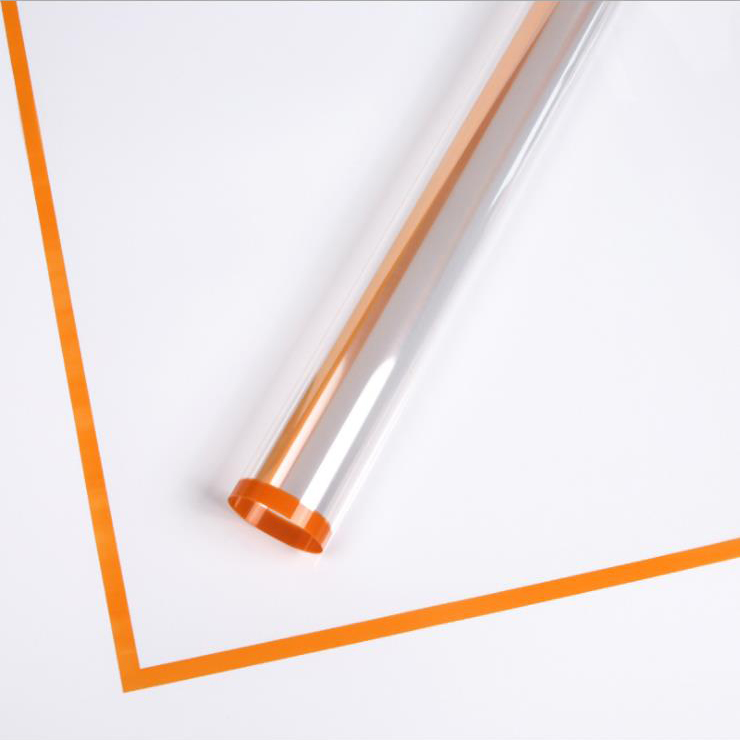 Papel de regalo de flores de plástico con borde monocromático transparente MYHC-15