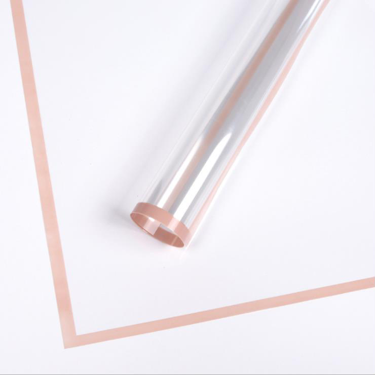 Papel de regalo de flores de plástico con borde monocromático transparente MYHC-15