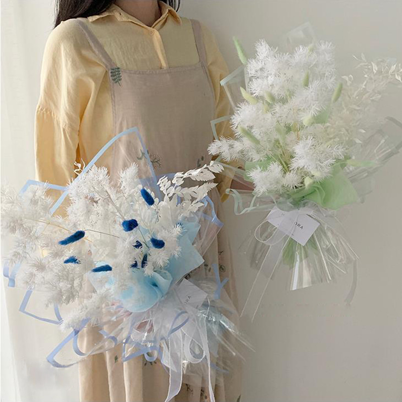 Papel de regalo de flores de plástico con borde monocromático transparente MYHC-15