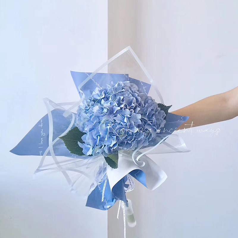 Papel de regalo de flores de plástico con borde monocromático transparente MYHC-15