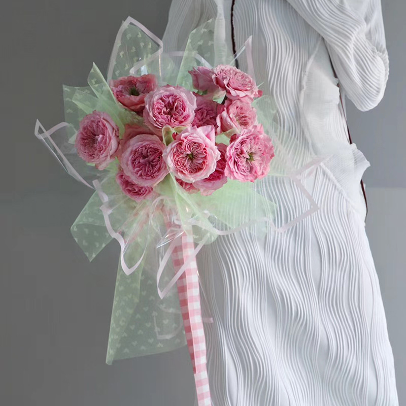 Papel de regalo de flores de plástico con borde monocromático transparente MYHC-15