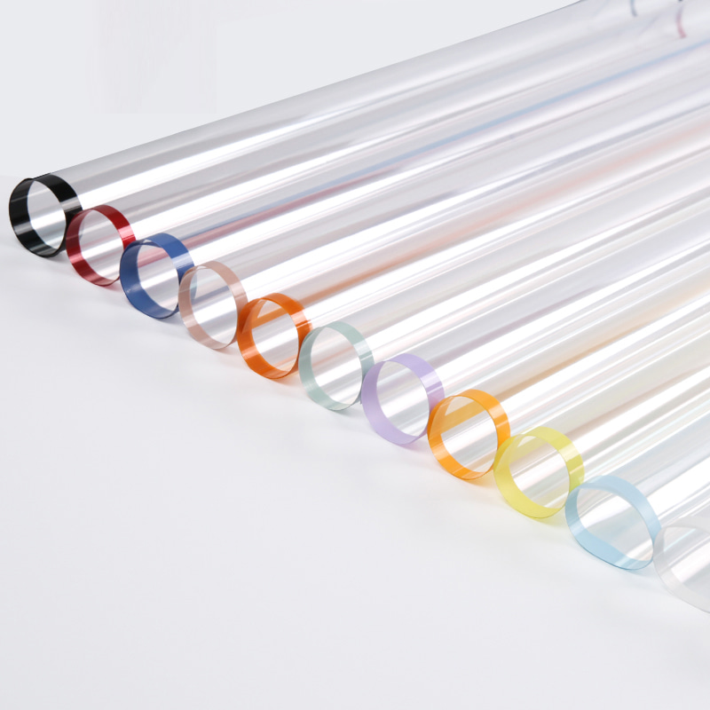 Papel de regalo de flores de plástico con borde monocromático transparente MYHC-15
