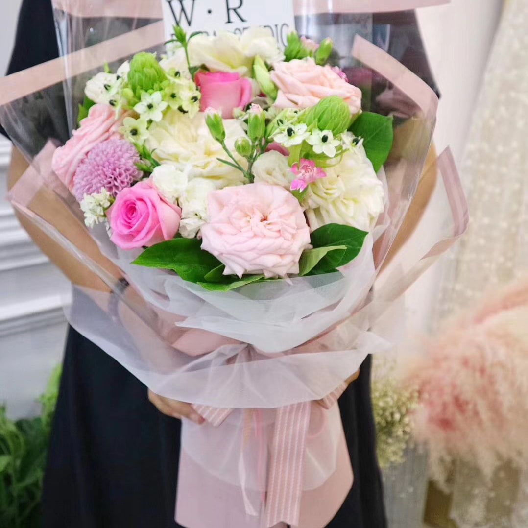 Papel de regalo de flores de plástico OPP con borde transparente MYHC-16