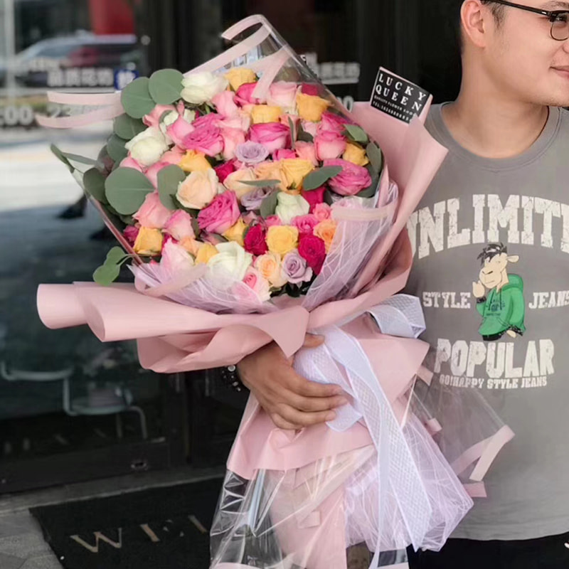 Papel de regalo de flores de plástico OPP con borde transparente MYHC-16