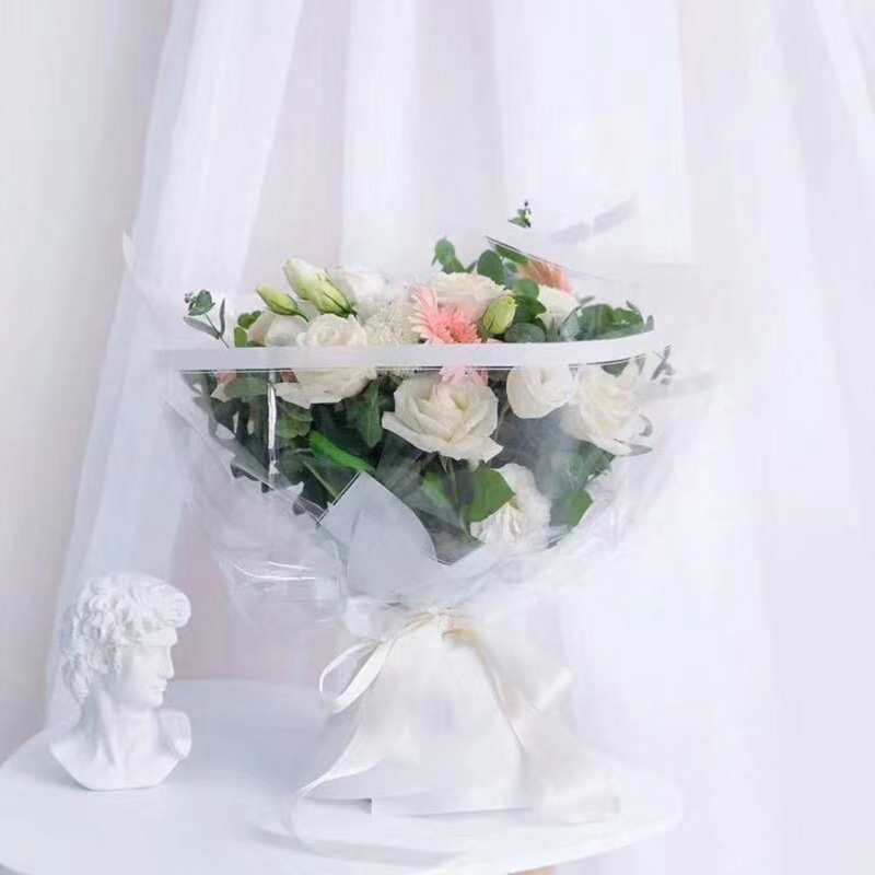 Papel de regalo de flores de plástico OPP con borde transparente MYHC-16