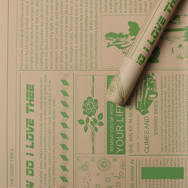 Papel de regalo con flores de piel de vaca estilo periódico retro MYHC-21