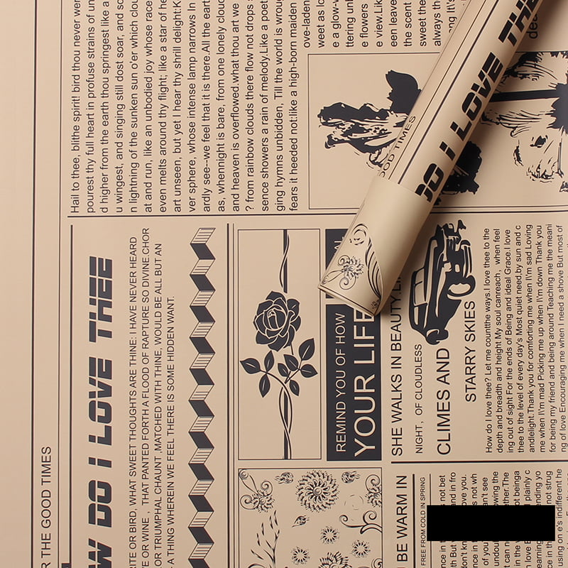 Papel de regalo con flores de piel de vaca estilo periódico retro MYHC-21