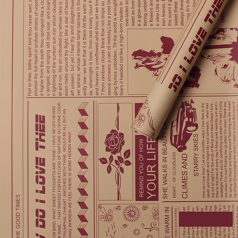 Papel de regalo con flores de piel de vaca estilo periódico retro MYHC-21