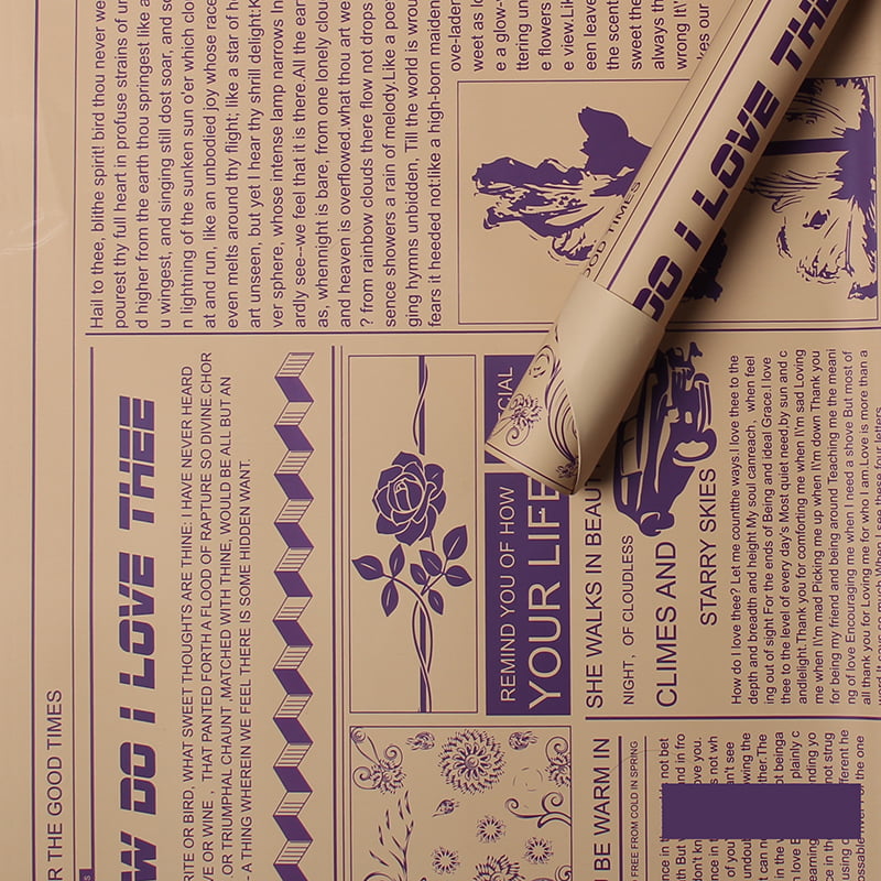 Papel de regalo con flores de piel de vaca estilo periódico retro MYHC-21