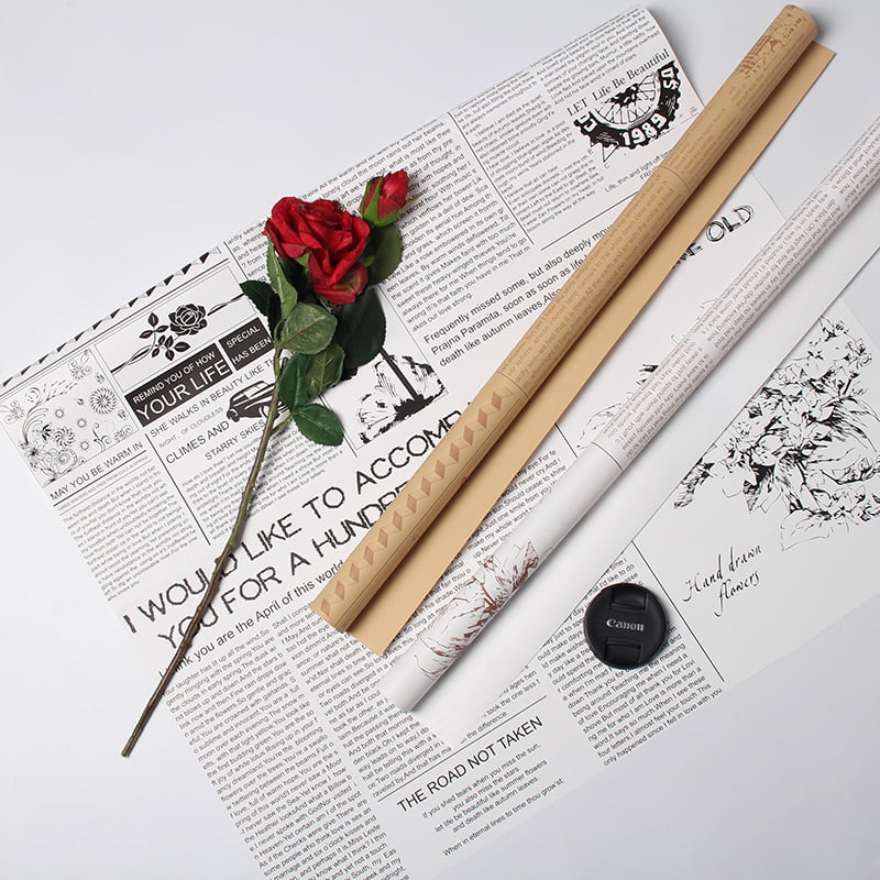 Papel de regalo con flores de piel de vaca estilo periódico retro MYHC-21