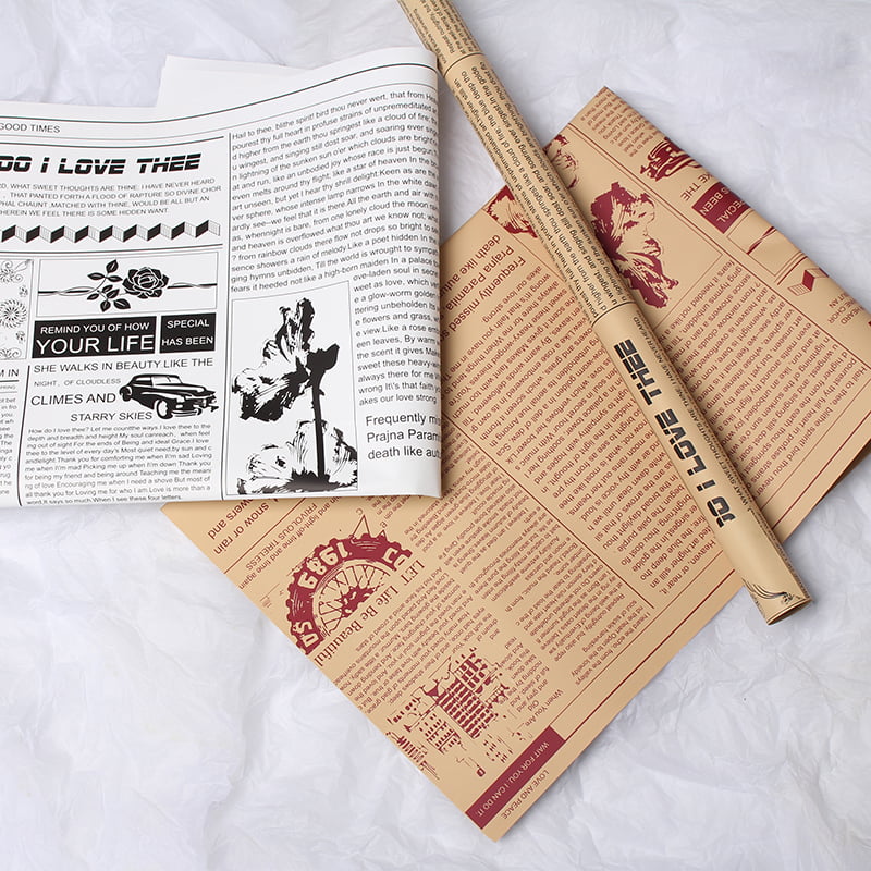 Papel de regalo con flores de piel de vaca estilo periódico retro MYHC-21