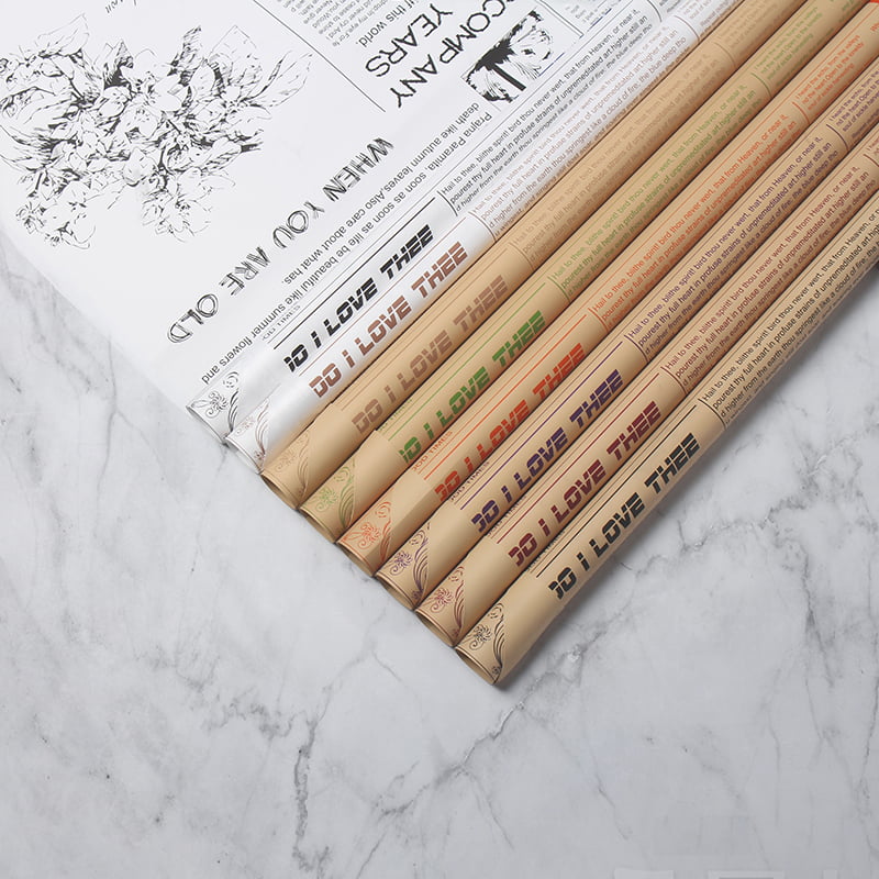 Papel de regalo con flores de piel de vaca estilo periódico retro MYHC-21