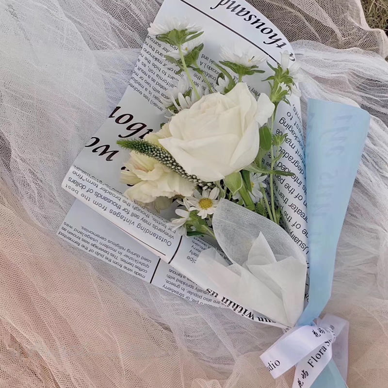 MYHC-23 Película para embalaje de flores de cuero de vaca de una sola cara, estilo periódico, doble cara y dos colores