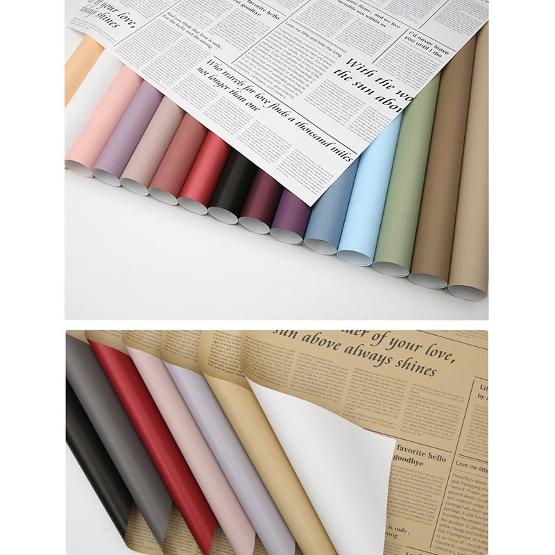 MYHC-23 Película para embalaje de flores de cuero de vaca de una sola cara, estilo periódico, doble cara y dos colores