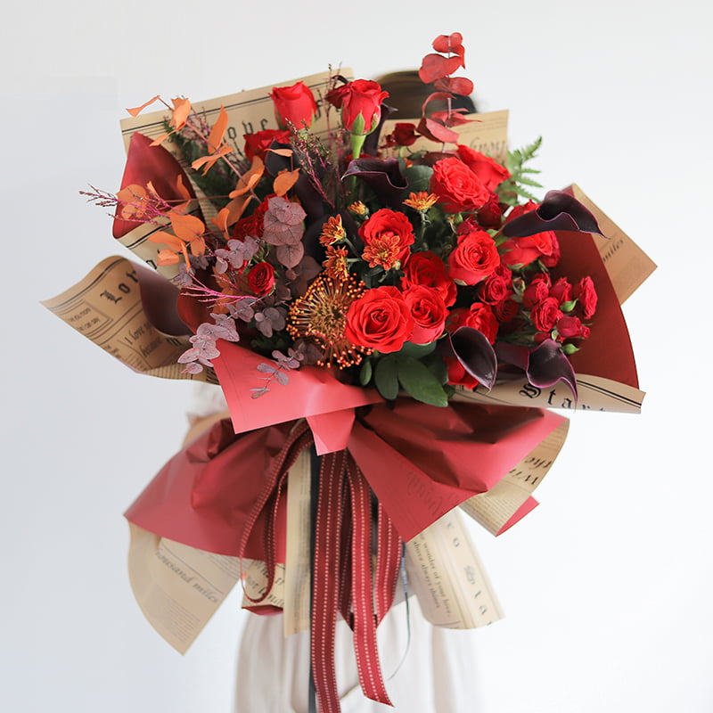 MYHC-23 Película para embalaje de flores de cuero de vaca de una sola cara, estilo periódico, doble cara y dos colores