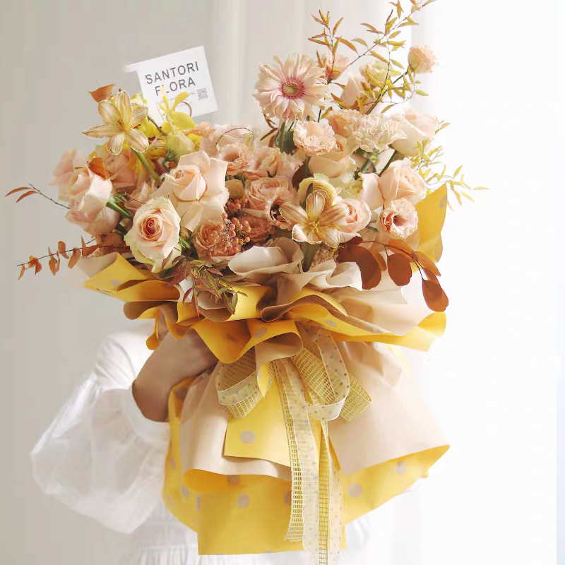 Papel de regalo de flores de algodón con lunares de una cara MYHC-24