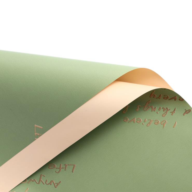 Papel de regalo de flores de piel de vaca con decoración inglesa cosida en oro de una cara MYHC-26
