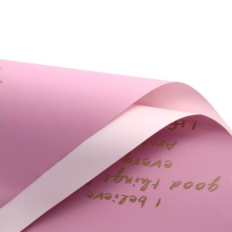 Papel de regalo de flores de piel de vaca con decoración inglesa cosida en oro de una cara MYHC-26