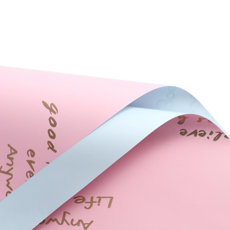 Papel de regalo de flores de piel de vaca con decoración inglesa cosida en oro de una cara MYHC-26