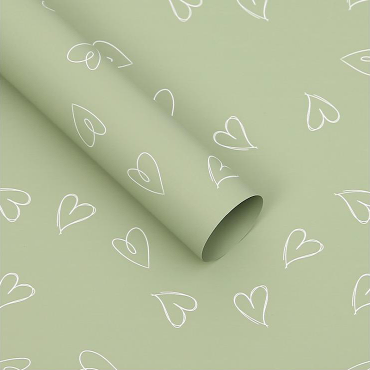 Papel de regalo MYHC-28 Flores de piel de vaca monocromáticas con dibujo lineal en forma de corazón