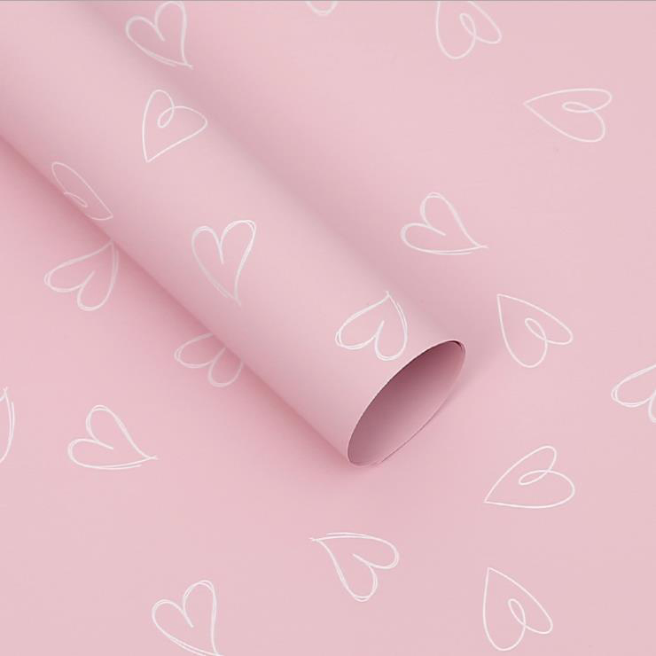 Papel de regalo MYHC-28 Flores de piel de vaca monocromáticas con dibujo lineal en forma de corazón