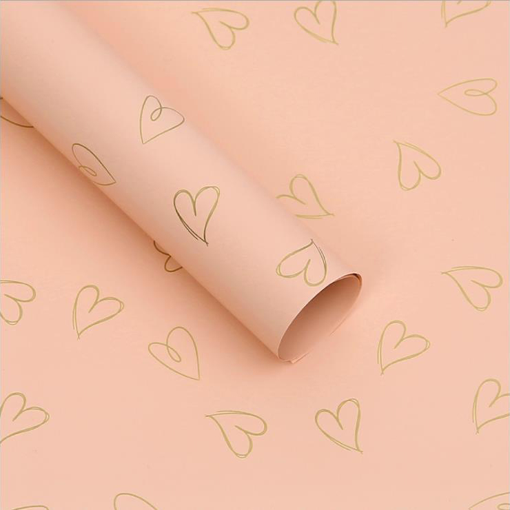 Papel de regalo MYHC-28 Flores de piel de vaca monocromáticas con dibujo lineal en forma de corazón