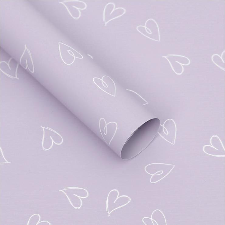 Papel de regalo MYHC-28 Flores de piel de vaca monocromáticas con dibujo lineal en forma de corazón
