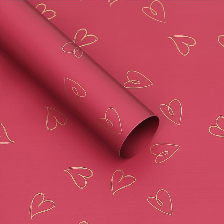 Papel de regalo MYHC-28 Flores de piel de vaca monocromáticas con dibujo lineal en forma de corazón