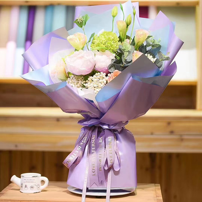 Papel de regalo de flores impermeable de dos colores, doble cara, perla MYHC-32