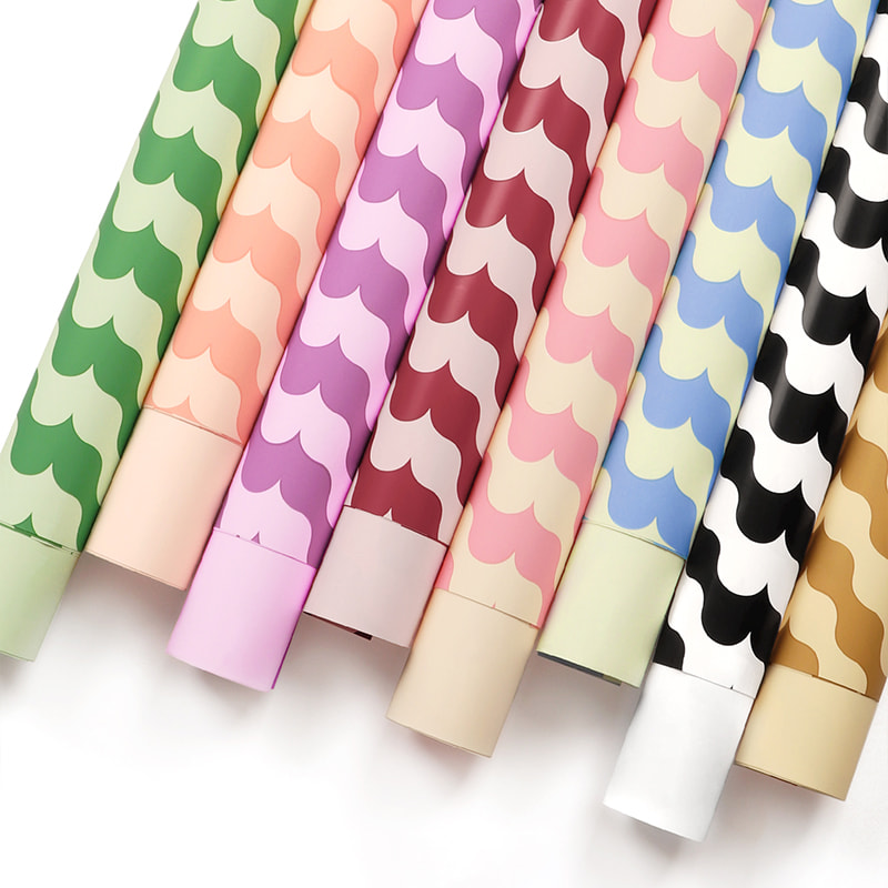 Papel de regalo de flores impermeable con patrón ondulado MYHC-35 BOPP