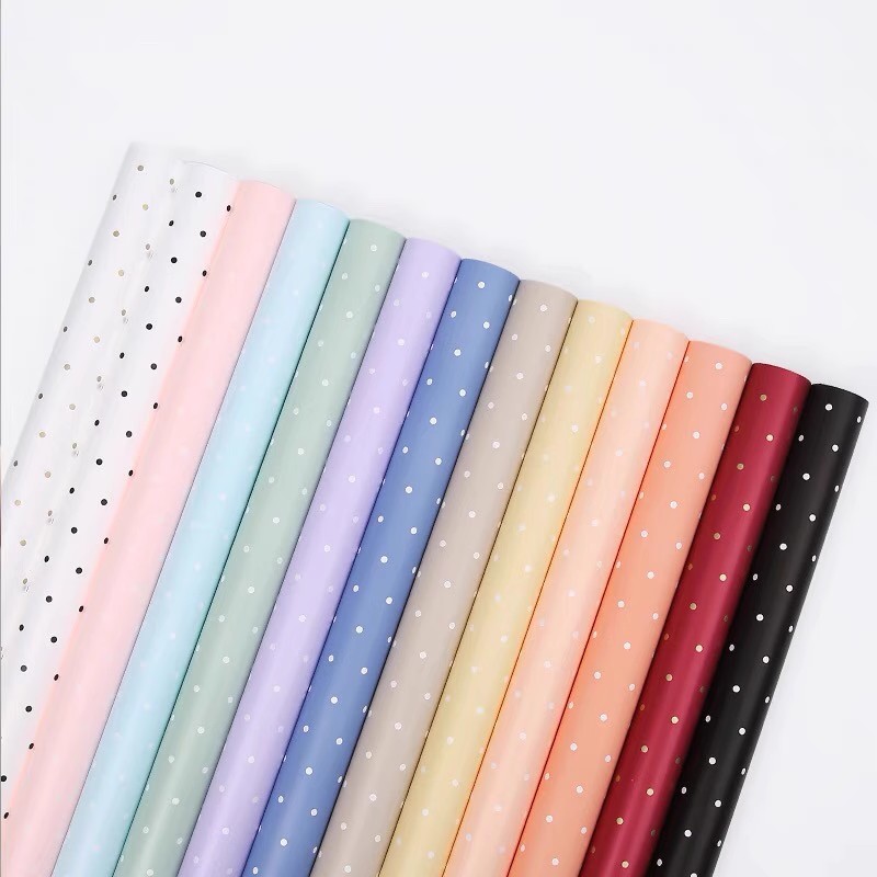 Papel de regalo de flores de algodón con puntos monocromáticos MYHC-37
