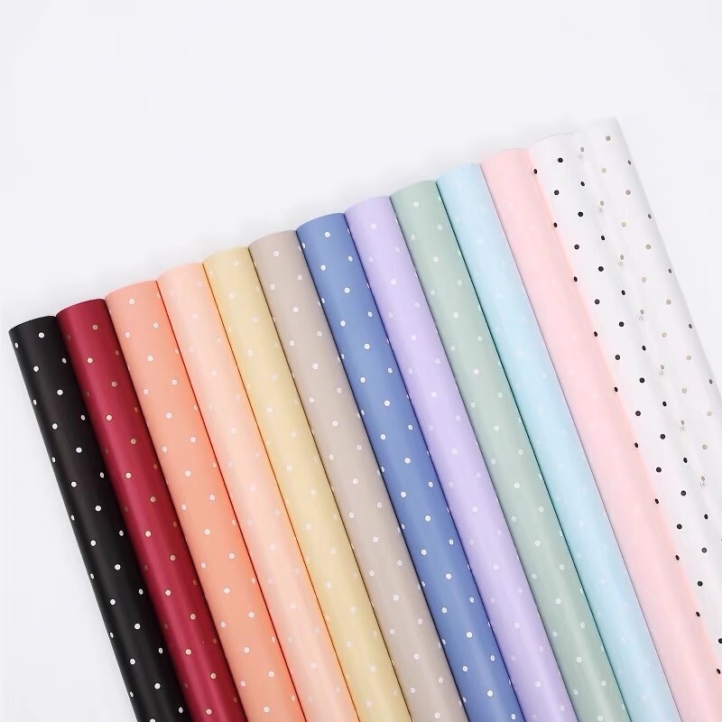 Papel de regalo de flores de algodón con puntos monocromáticos MYHC-37