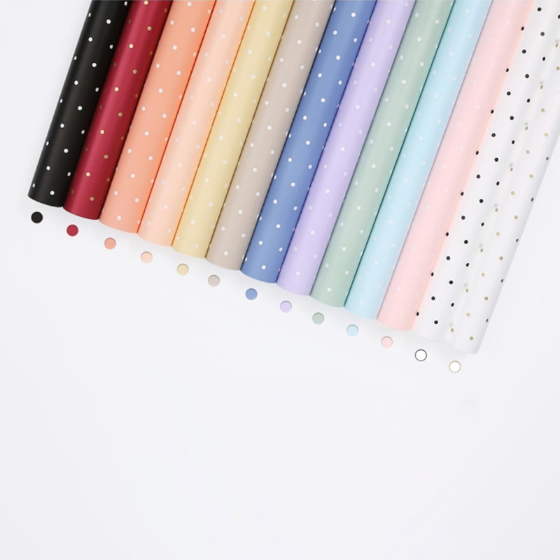 Papel de regalo de flores de algodón con puntos monocromáticos MYHC-37