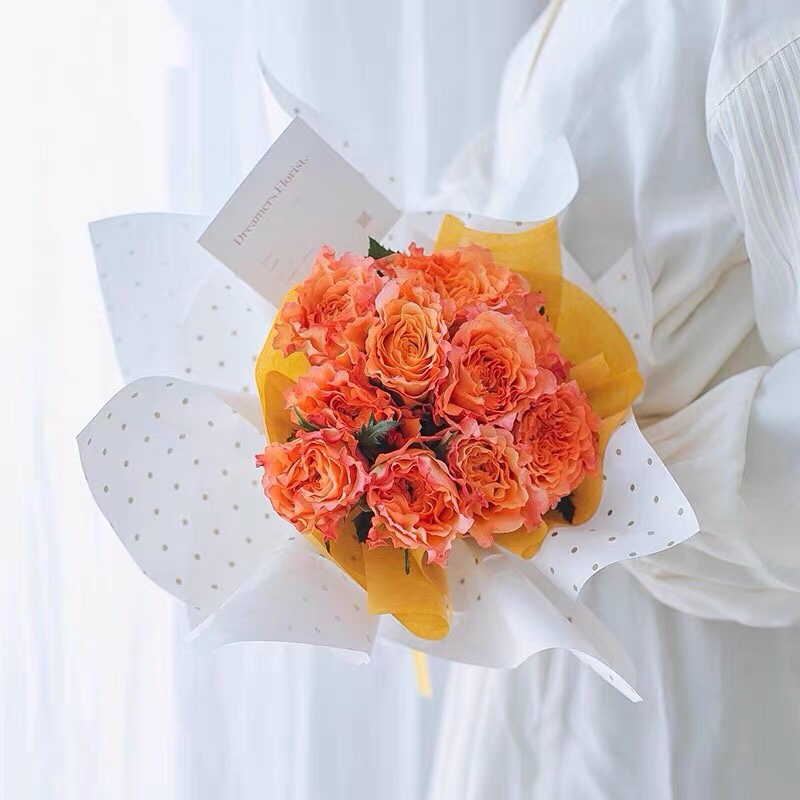 Papel de regalo de flores de algodón con puntos monocromáticos MYHC-37