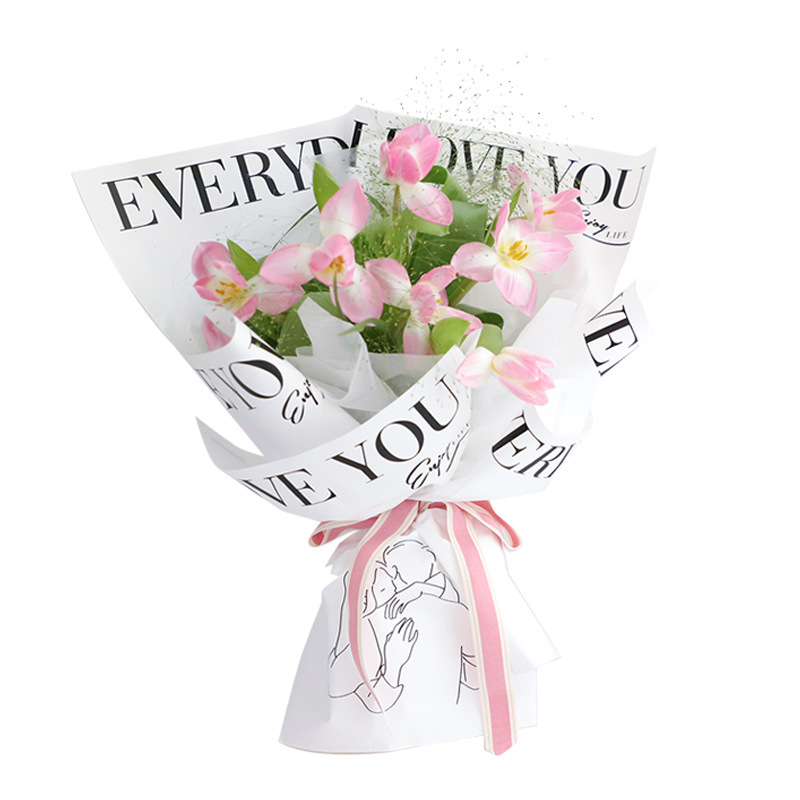 Papel de regalo de flores de algodón monocromático con patrón de abrazo de Jane Eyre MYHC-40