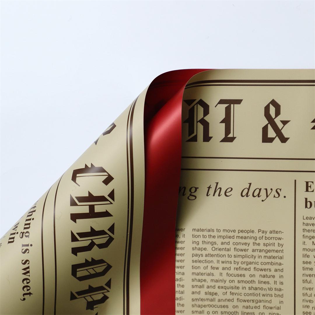 Papel de regalo de flores de piel de vaca estilo periódico de una cara MYHC-41
